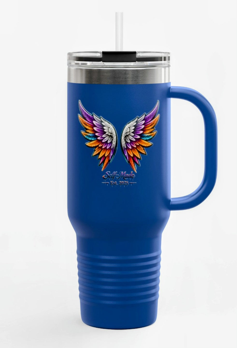 Angel Savvy Self Made 40oz Insulated Travel Mug — Monogrammed Winged Initial Tumbler