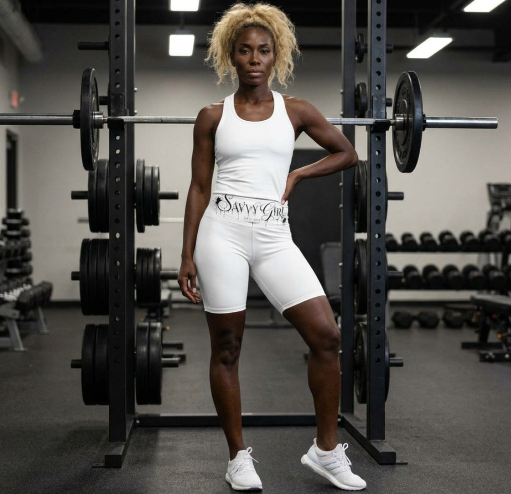 Workout Shorts — "Savvy Girl" High-Waist Athletic Biker Shorts