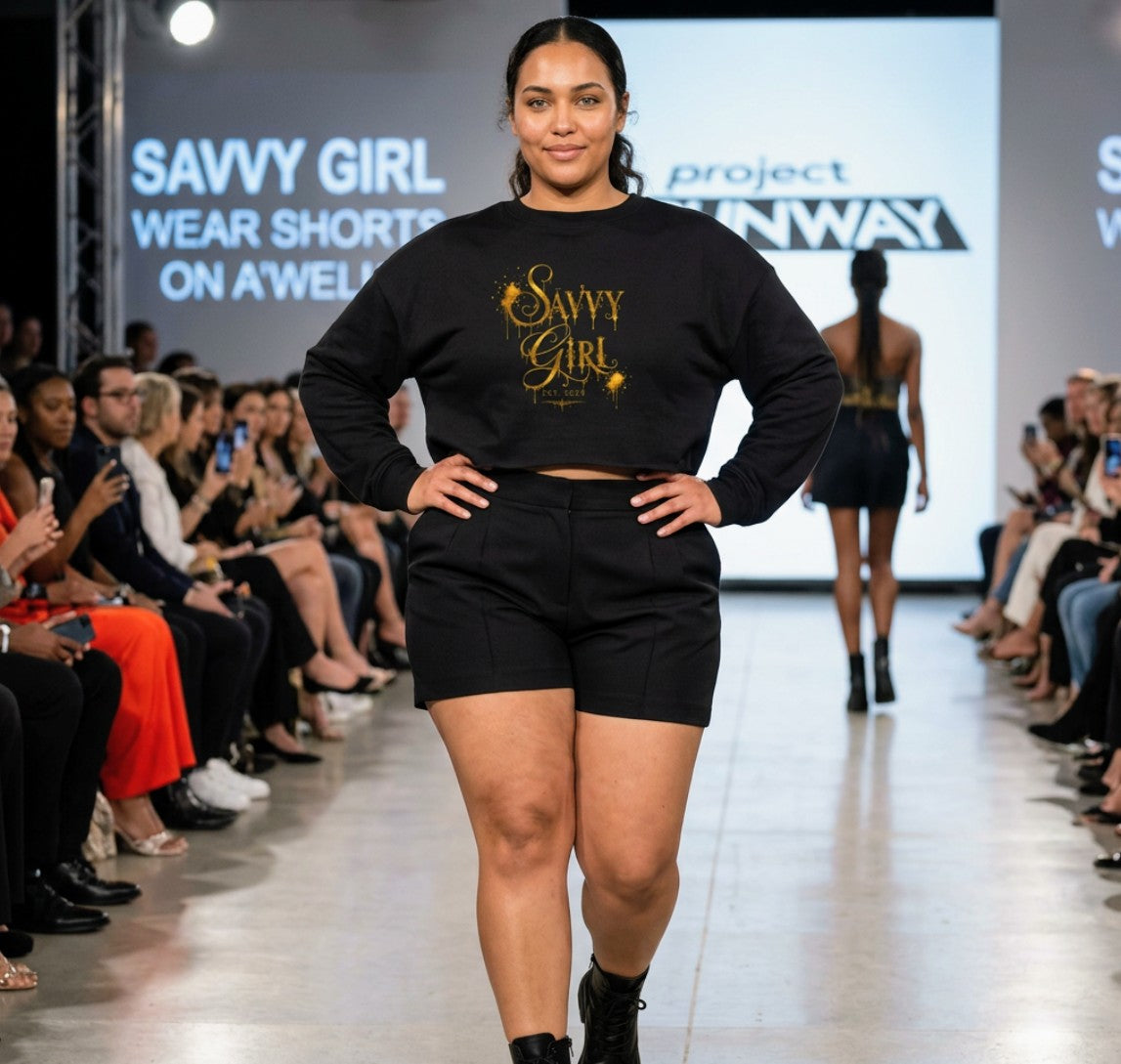 Cropped Sweatshirt — 'Oavy Girl' Gold Script Cropped Sweatshirt for Trendy Casual Wear